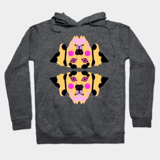 Dalmatian Dog Face, Neon pink and yellow Hoodie